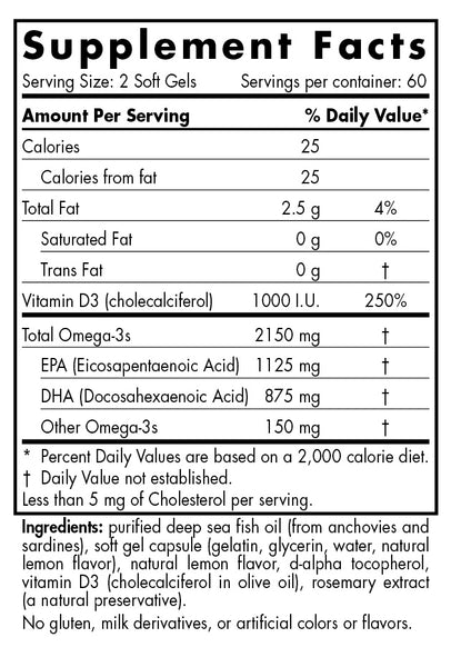 Nordic Naturals ProOmega 2000 w/D3 - 120 count